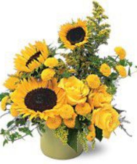 A Pot of Sunflowers