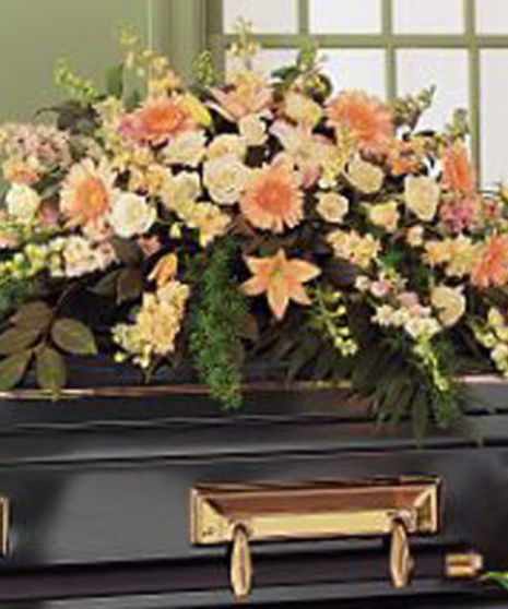 Peach Comfort Casket Spray