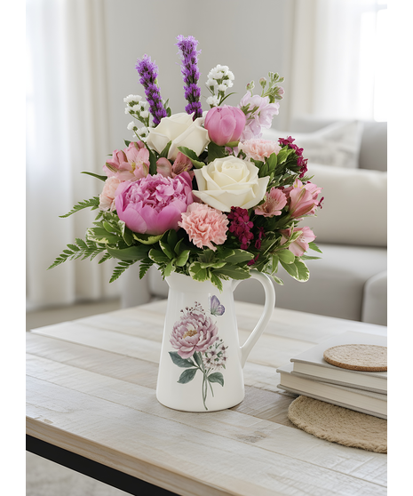 Full Of Love Peony Pitcher