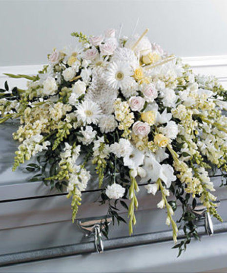 Traditional White Casket Spray