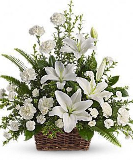 Peaceful White Lilies Basket