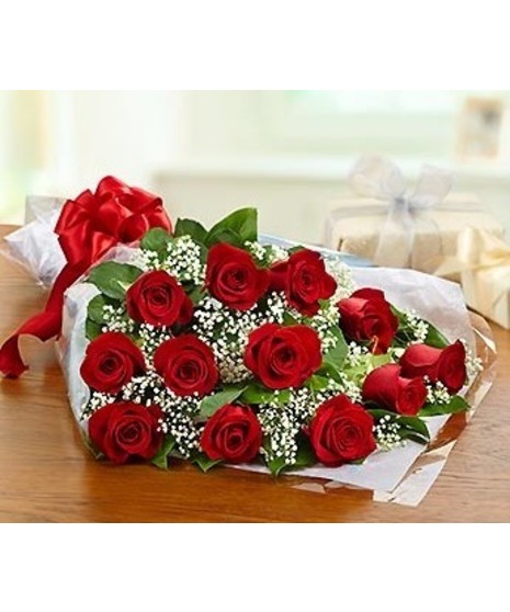 Red Rose Wrap Bouquet - Fresh Flowers