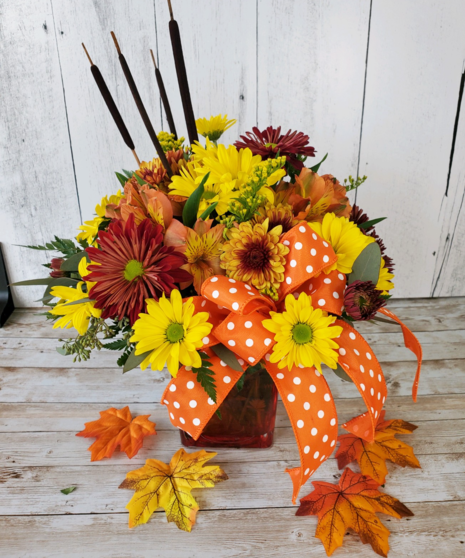 Autumn Daisies and Dots