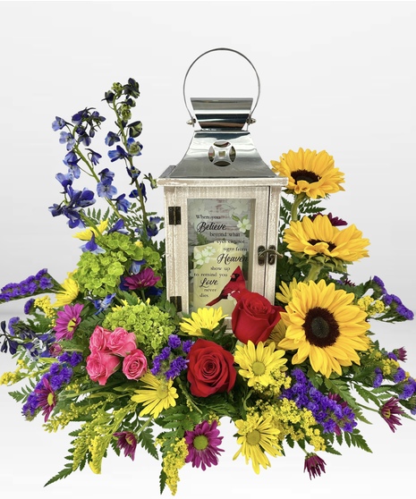 Memory Lantern With Flowers