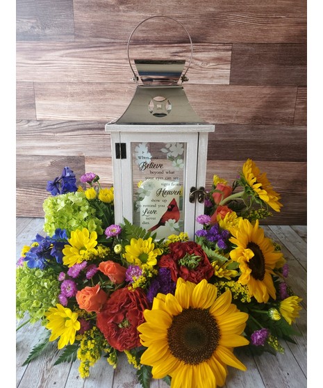 Memory Lantern With Flowers